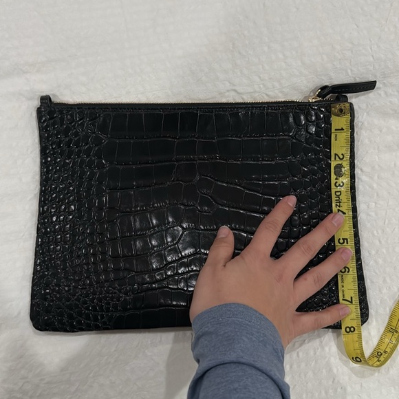 Clare V NWT flat clutch with tabs black crocodile snakeskin - Picture 7 of 7